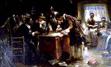 "Signing of the Mayflower Compact" (c. 1900) by Edward Percy Moran